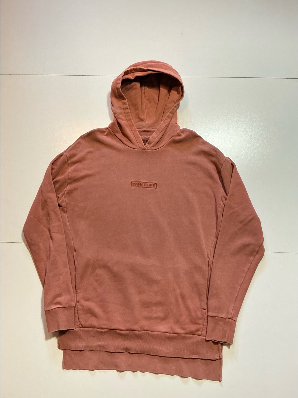 Zanerobe Embroidered Box Logo Coral Pink Salmon Terry Fleece Hoodie